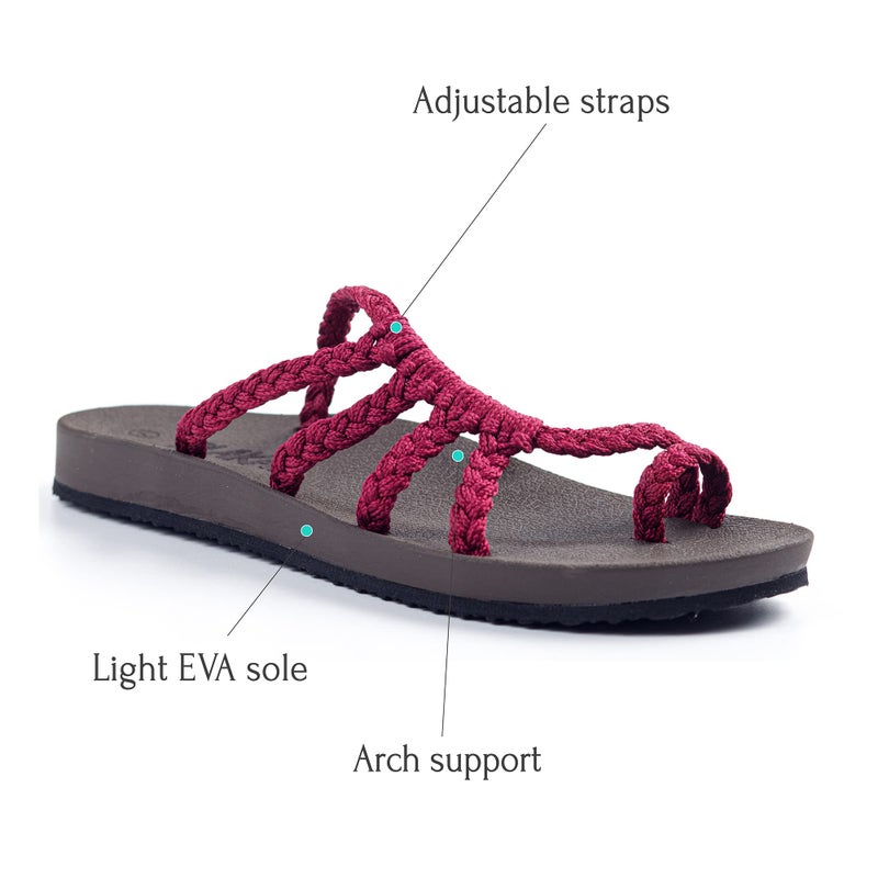 Plaka Relief Flip Flops for Women with Arch Support | Comfy Sandals for Women | Perfect for the Beach, Long Walks or Poolside | Reduces Heel & Back Pain | Sangria | Size 9 - Image 1